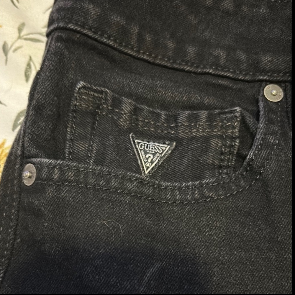 Guess Black Denim Slim Tapered Jeans